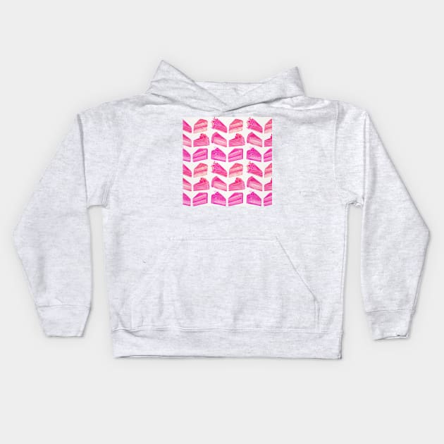 Pink Cake Slices Kids Hoodie by CatCoq